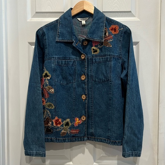 Tantrums Jackets & Blazers - NWOT TANTRUMS Floral Embellished Denim Jacket